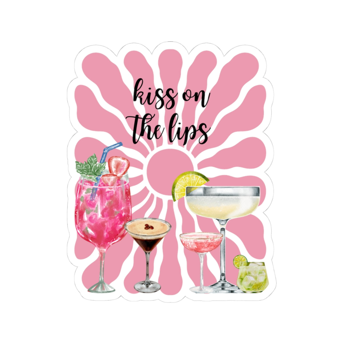 Kiss on the lips cocktail sticker